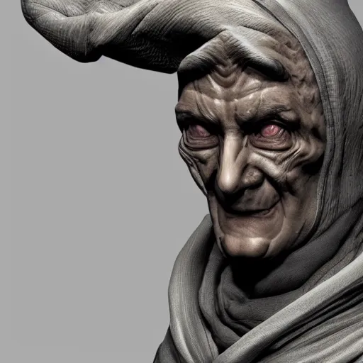Prompt: An ancient wizard of the Way, zbrush D&D character, hyper-realism, full-character design, cloth sim, weta digial