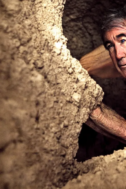 Prompt: cinematic still randy mantooth crawling inside a tunnel made of flesh, 4 k, dramatic lighting, body horror