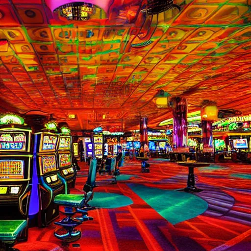 Image similar to A photo taken inside a casino, colorful, hdr, 4k, professional photograph