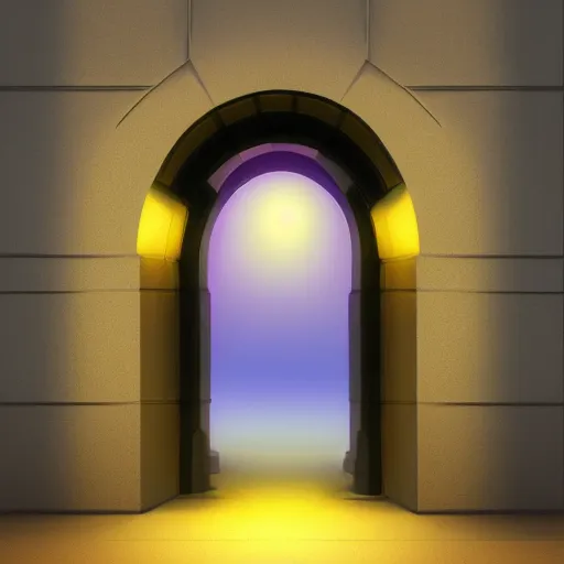 Prompt: digital illustration of a glowing purple archway in a gray concrete wall, deviantArt, artstation, artstation hq, hd, 4k resolution