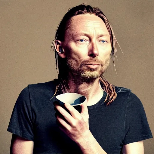 Image similar to thom yorke eating spaghetti