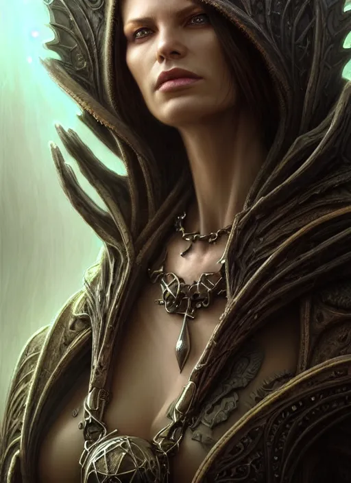 Prompt: closeup portrait shot of female necromancer in a scenic dystopian environment, intricate, elegant, highly detailed, centered, digital painting, artstation, concept art, smooth, sharp focus, illustration, artgerm, tomasz alen kopera, peter mohrbacher, donato giancola, joseph christian leyendecker, wlop, boris vallejo