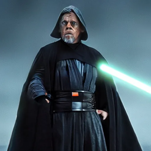 Image similar to A film still of Luke skywalker as a sith lord realistic,detailed