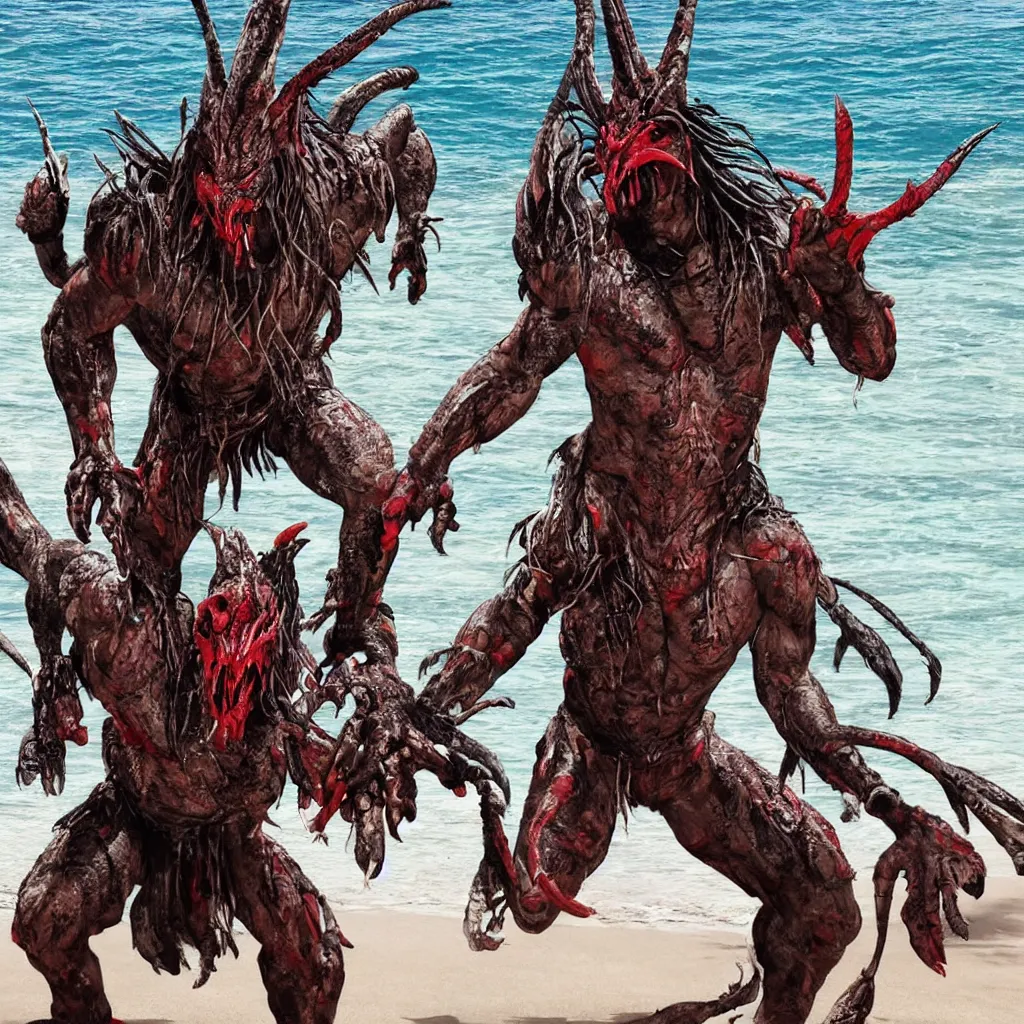 Image similar to predator yautja at the beach for holiday