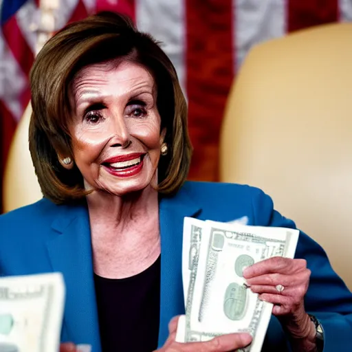 Image similar to nancy pelosi collecting $ 1 0 0 bills wlop