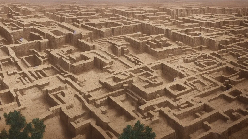 Prompt: Trending on artstation, beautiful ancient Sumerian city, detailed matte painting, oil on canvas