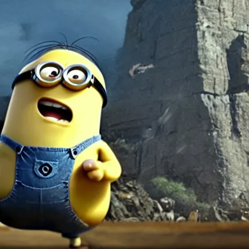 Image similar to the rock in minions, cartoon, detailed, cinematography