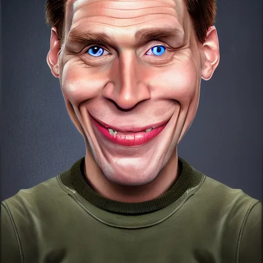 Image similar to Caricature portraits done of Jerma, realistic, hyperrealistic, very realistic, highly detailed, very detailed, extremely detailed, detailed, oil painting, digital art, trending on artstation