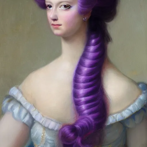 Image similar to A hyperdetailed portrait of a princess with long purple hair