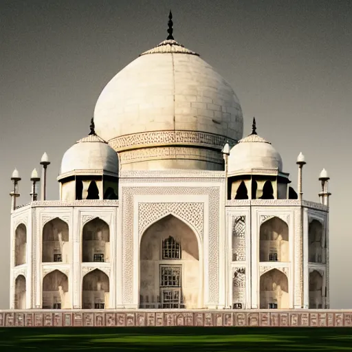 Image similar to a realistic photo of taj mahal after the end of the world, octane render,