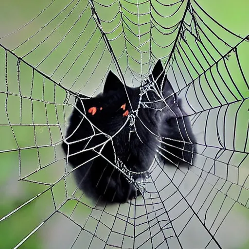 Image similar to a cat stuck in a spider web