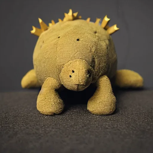 Image similar to an adorable plush toy ankylosaurus, close up photo, Leica