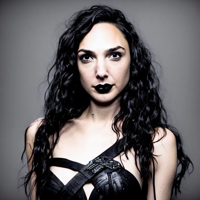 Prompt: gal gadot as a goth girl, canon 3 5 mm portrait photography