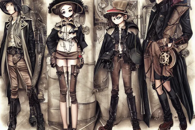 Image similar to Steampunk style clothing design drawings by Range Murata