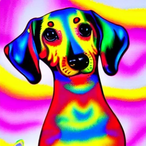 Prompt: lisa frank dachshund