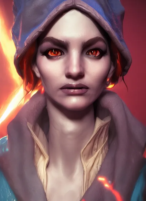 Image similar to A fantasy comic book style portrait painting of a mage, unreal 5, DAZ, hyperrealistic, octane render