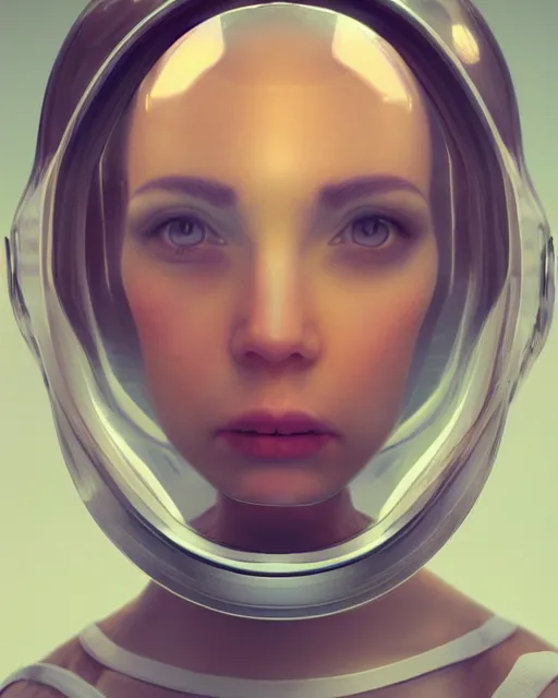 Prompt: beautiful girl in a transparent astronaut helmet, character concept style, by Mateusz Urbanowicz, beautiful girl, 8k character concept art, by WLOP, cinematic lighting, trending on artstation, symmetrical portrait symmetrical, highly detailed CGsociety, hyper