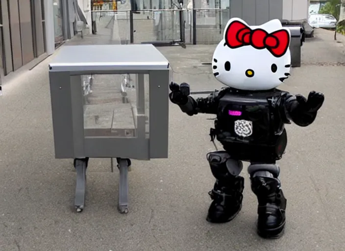 Image similar to hello kitty robocop