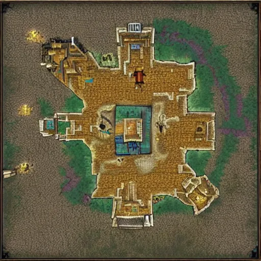 Prompt: overhead map of a dungeon