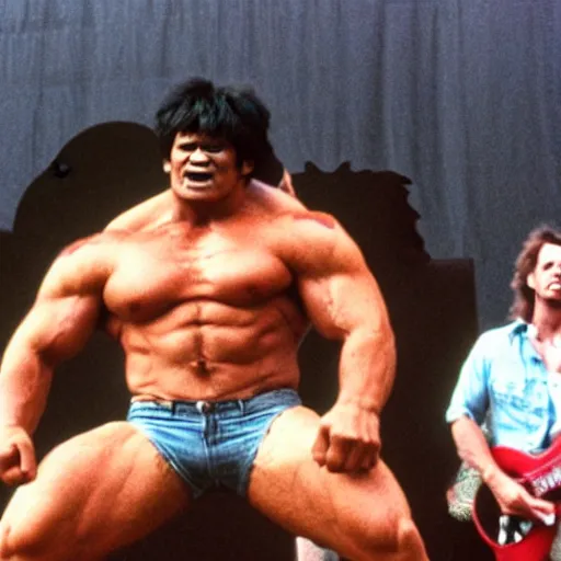 Image similar to hulk performing at woodstock