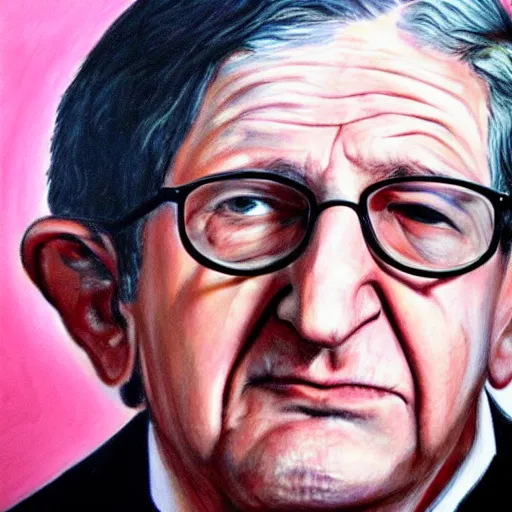 Prompt: amazing detailed portrait painting of noam chomsky