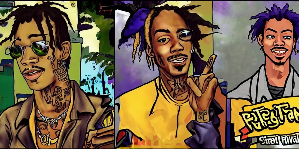 Prompt: wiz khalifa as a ps1 video game character