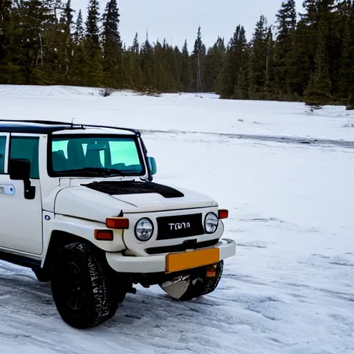 Image similar to a toyota fj cruiser, on an ice road