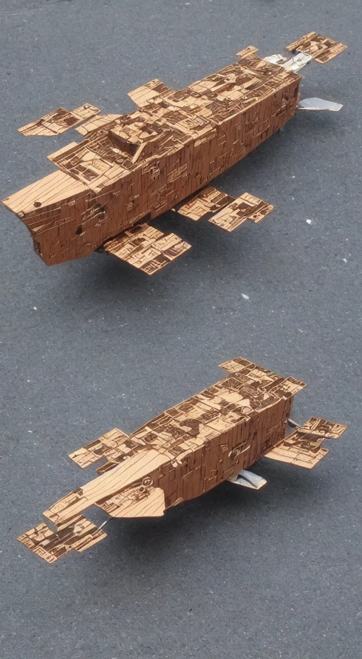 Image similar to spacecraft made out of wood