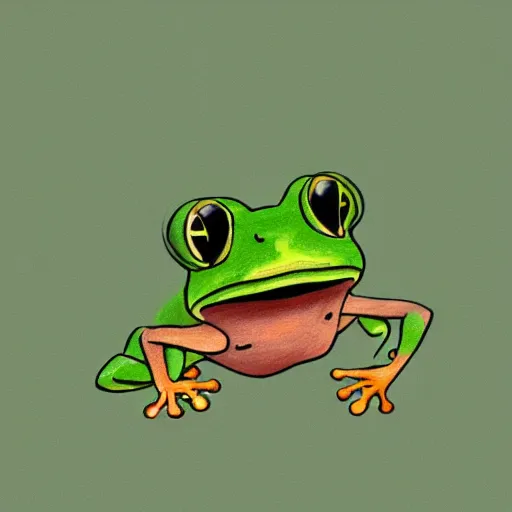 Image similar to a frog jumping, flat illustration