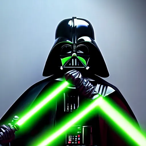 Image similar to Darth Vader battles Kermit the Frog in a Lightsaber duel, cinematic, 8k