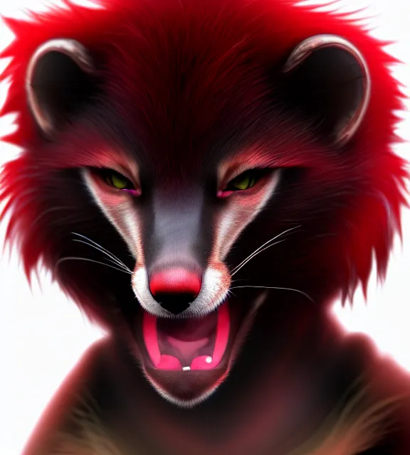 Image similar to furry - male - red - black - weasel - chaos theorist - fursona uhd ue 5 visual novel pc game expressions, photorealistic