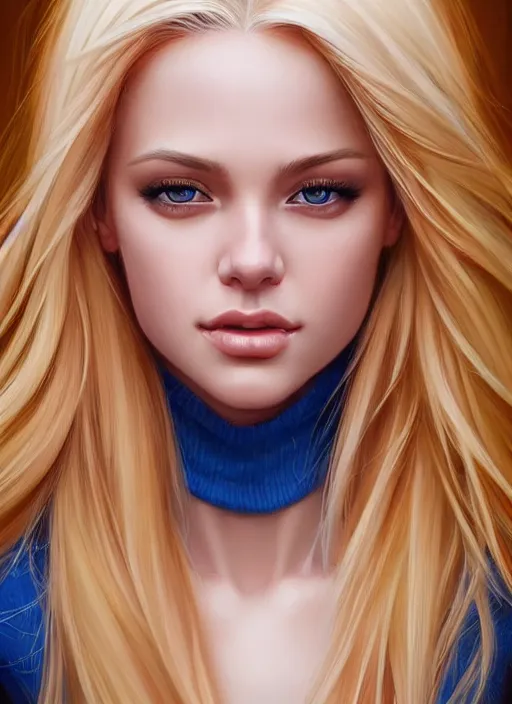 Image similar to photo of a gorgeous young woman with blonde hair in the style of stefan kostic, realistic, sharp focus, 8k high definition, insanely detailed, intricate, elegant, art by stanley lau and artgerm