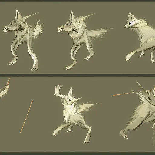 Image similar to wizard is casting magic spells as a wolf, dynamic pose, chromatic aberration, medium level shot, fantasy, illustration, concept art,