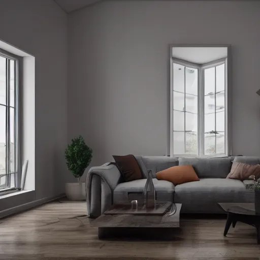 Image similar to interior of a living room with a window opening to the end of the worlds, 8k, cinematic