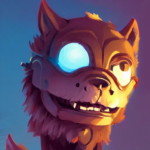 Prompt: portrait of an anthropomorphic puppy knight, puppy face, dark blue fur, angry look, ready for battle, mattepainting concept blizzard pixar maya engine on cold night stylized background splash comics global illumination lighting artstation lois van baarle, ilya kuvshinov, rossdraws