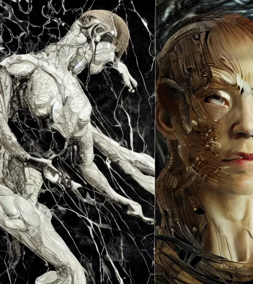 Image similar to still frame from Prometheus movie by Makoto Aida, cyborg with life within by Iris van Herpen painted by Caravaggio and by Hisashi Tenmyouya by Fuyuko Matsui by Makoto Aida by Yasunari Ikenaga by Takato Yamamoto