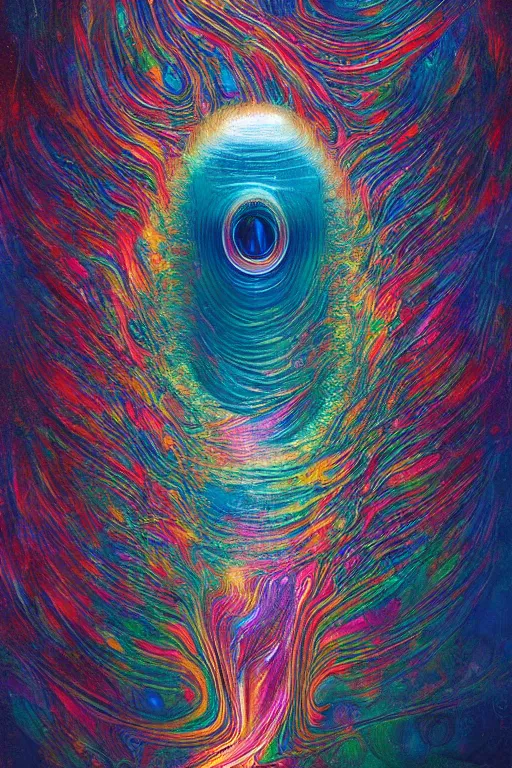 Prompt: fluid dynamics flow art a painting of a iridescent nebular with a colorful swirl shimmering with pearlescence, acrylic marbling art by sam spratt, beksinski, deviantart, psychedelic art, psychedelic, cosmic horror, chromatic