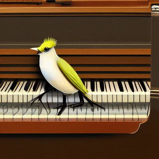 Image similar to a bird playing the piano