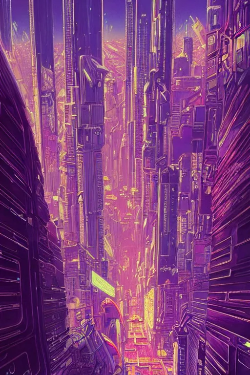 Image similar to astronaut cyberpunk surreal upside down city neon lights by moebius, Jean Giraud, trending on artstation