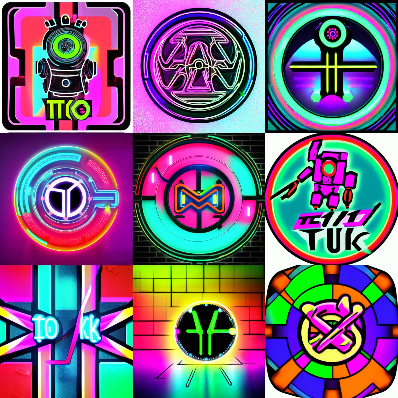 Prompt: new design Tik-tok logo, colorful, cyberpunk, neon, future