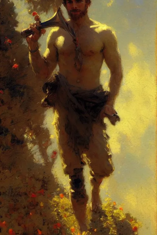 Prompt: Attractive man, painting by Gaston Bussiere, Craig Mullins