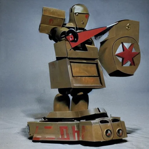 Image similar to soviet fighting machine robot