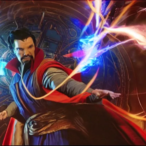 Image similar to dr. strange casting a shield spell in the metaverse