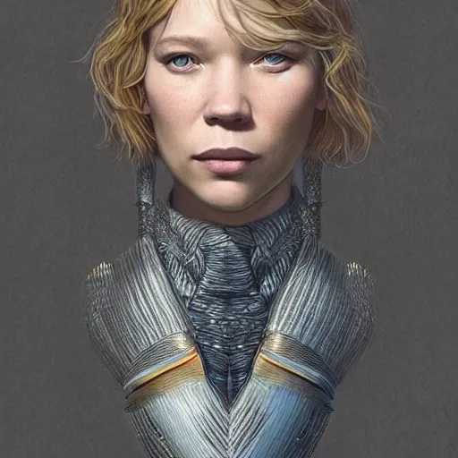 Prompt: “ lea seydoux, hyper detailed, digital art, trending in artstation, cinematic lighting, studio quality, smooth render, unreal engine 5 rendered, octane rendered, art style by klimt and nixeu and ian sprigger and wlop and krenz cushart ”