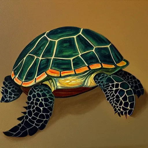 Prompt: a painting of a turtle.