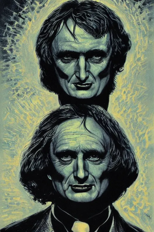 Prompt: portrait of Richard Dawkins as Satan, by Basil Gogos