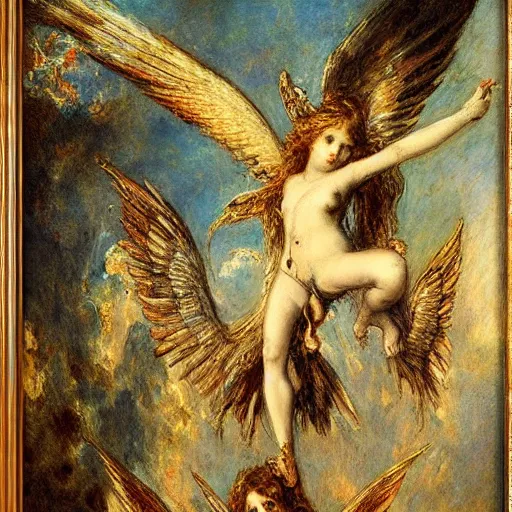 Image similar to angels falling from heaven by gustave moreau