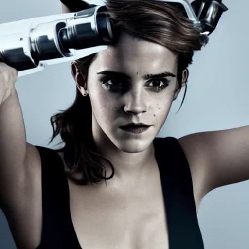 Image similar to photoshoot of Emma Watson cyborg