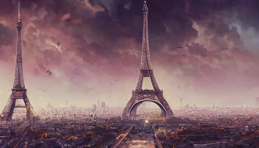 Image similar to paris from another universe, hyperdetailed, artstation, cgsociety, 8 k