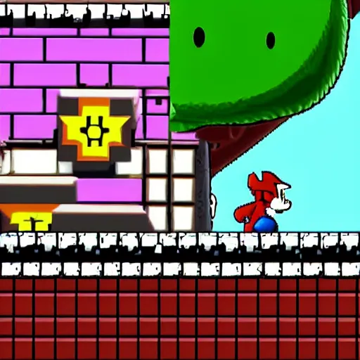Image similar to screenshots from a Super Mario Bros videogame from another timeline in the multiverse